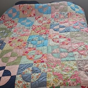 Hand Made by my Mamaw.Patchwork Quilt with Multicolor Design 84x75